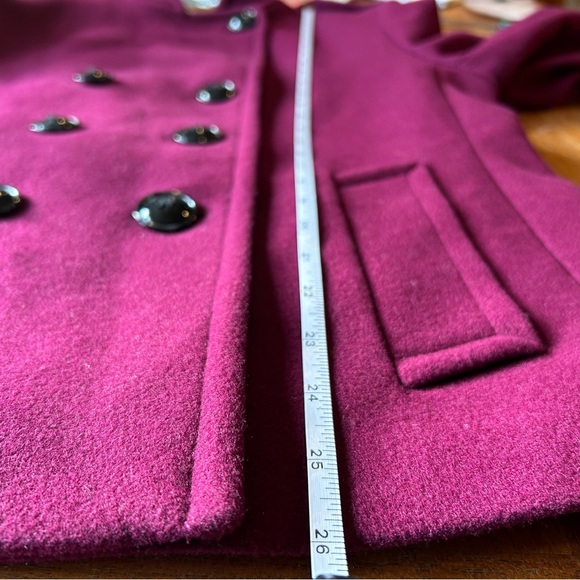 Double-breasted Wool Raspberry Jacket Lined in Leopard Print Like New Sz Med - Picture 14 of 16